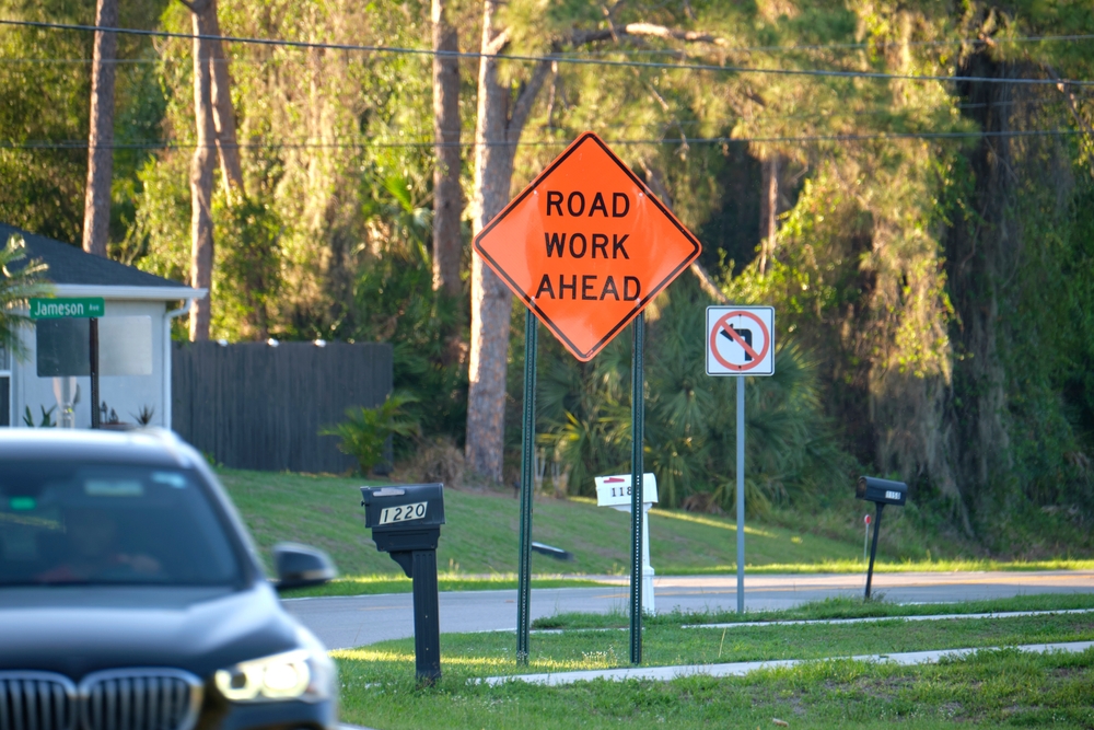 Clear and well-placed signage guiding motorists through a road construction zone