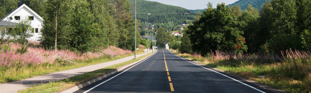 road and living house near mountains in Trysil, Norway's largest ski resort